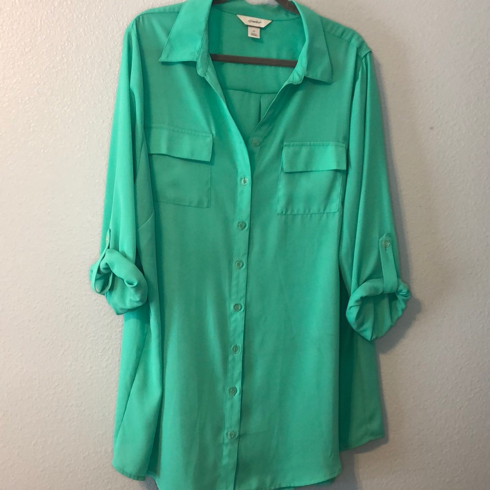 Mint Greet Button Up Blouse